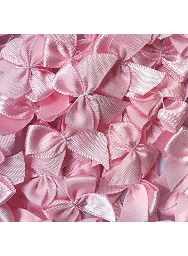 شينكو كرافت 60 قطعة شريط ساتان صغير فيونكات زهور 1 بوصة × 3/4 بوصة زينة يدوية اللون وردي - Image 1