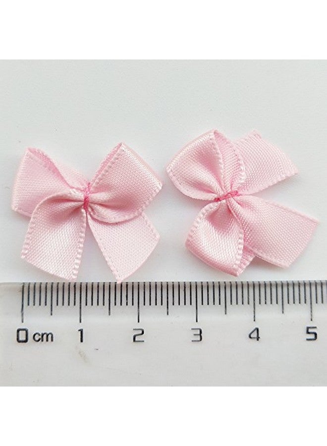 شينكو كرافت 60 قطعة شريط ساتان صغير فيونكات زهور 1 بوصة × 3/4 بوصة زينة يدوية اللون وردي - Image 3