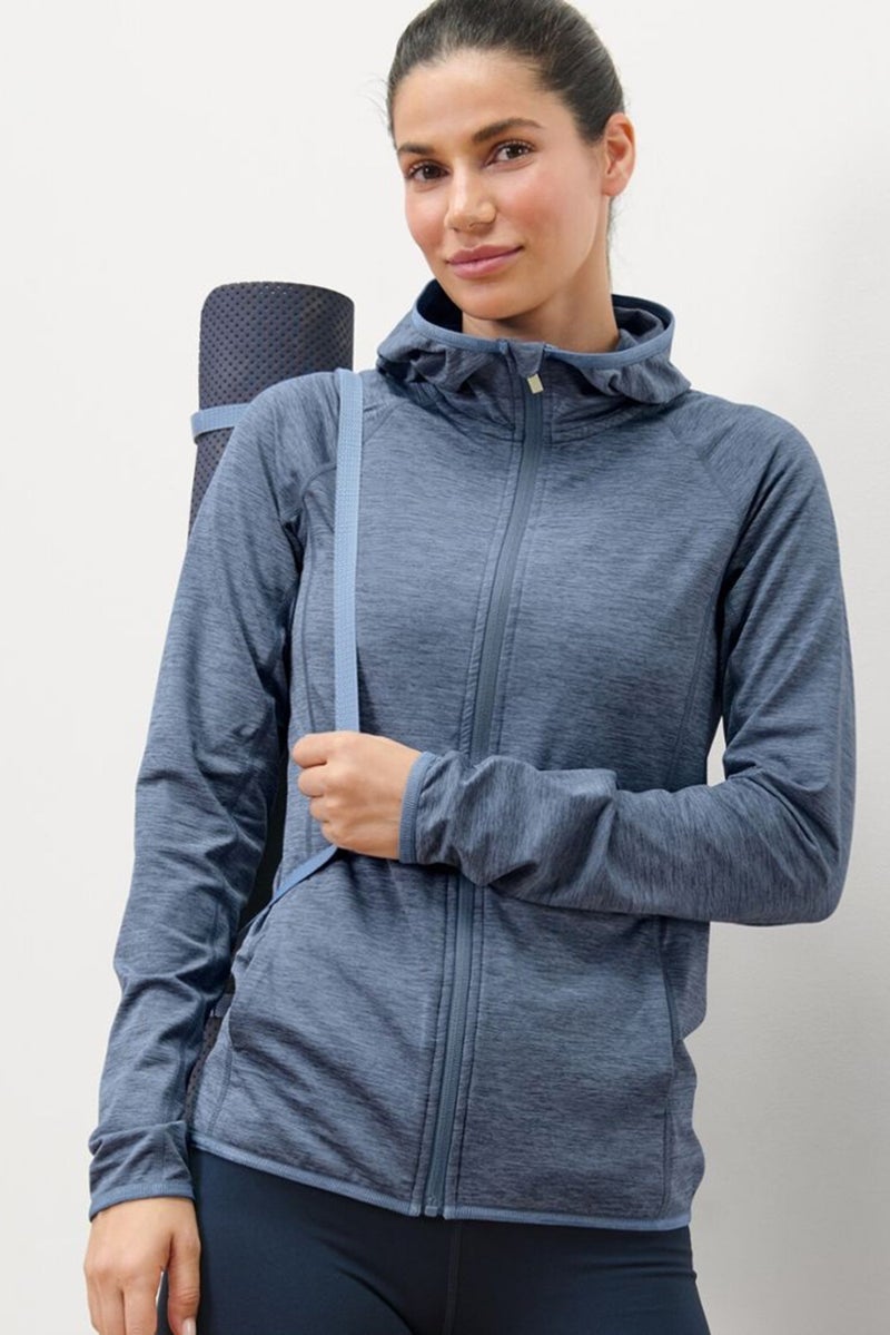 Tchibo Women Sportswear Fit Heather Long Sleeves Training Jacket, Slate Blue  - Image 1