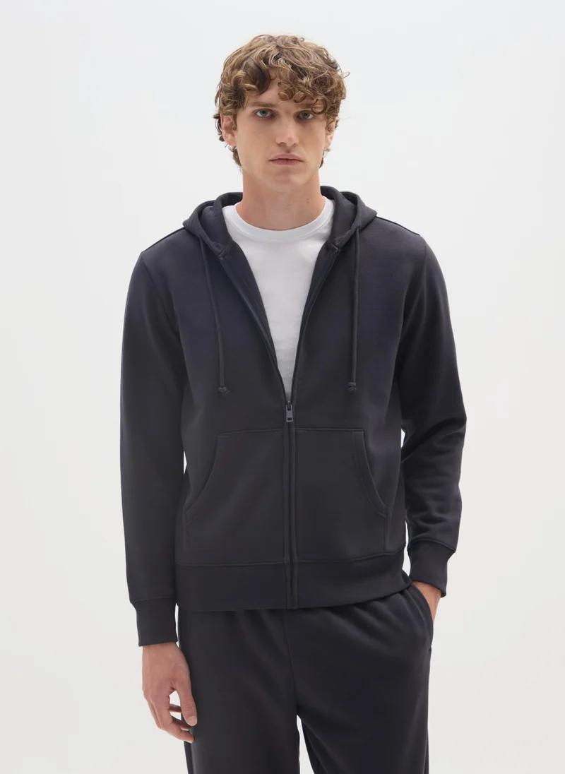 Ovs OVS Regular Fit Blue Cotton Blend Sweatshirt With Zip