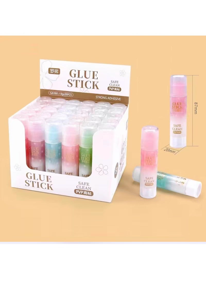 LUOFU glGlitter Solid Glue Stick – 30 PCS Box, 8g Each – Safe, Non-toxic, Ideal for Kids and Crafts - Image 1