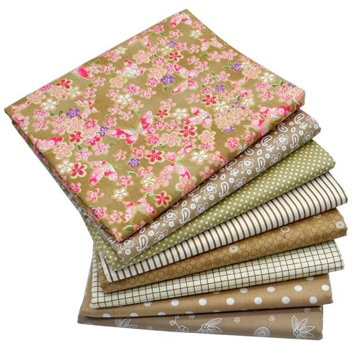 iNee Light Coffee Fat Quarters Fabric Bundles, Quilting Sewing Fabric, 18 x 22 inches,(Light Coffee) - Image 1