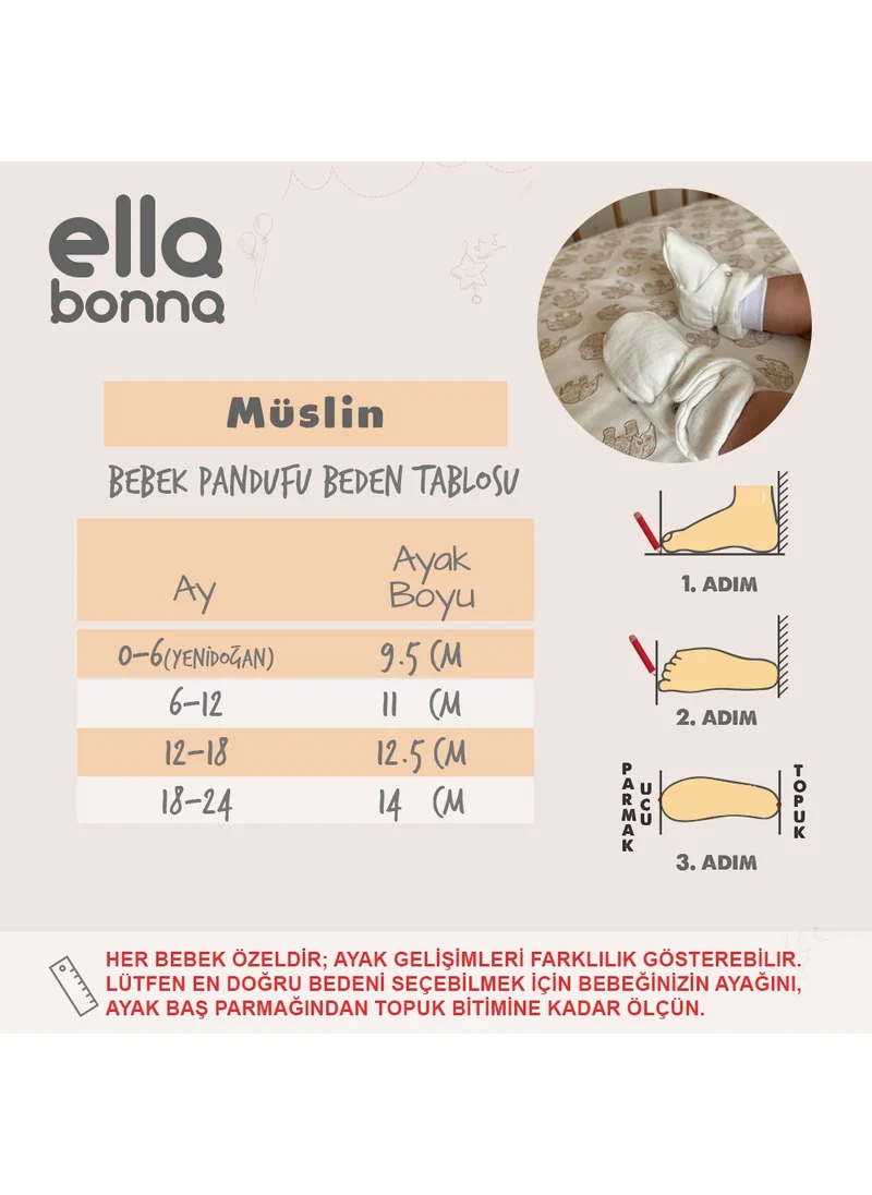 Ella Bonna Organic Cotton Muslin Baby Booties, Newborn Slippers, blue
