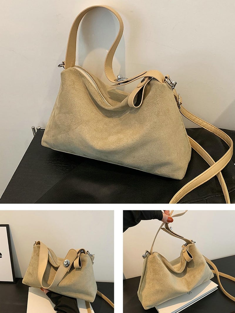 Tellrain Women Suede Tote Bag Vintage Velvet Crossbody Bag 2025 Shoulder Bag Fall Winter Handbag Pillow Purse - Image 4