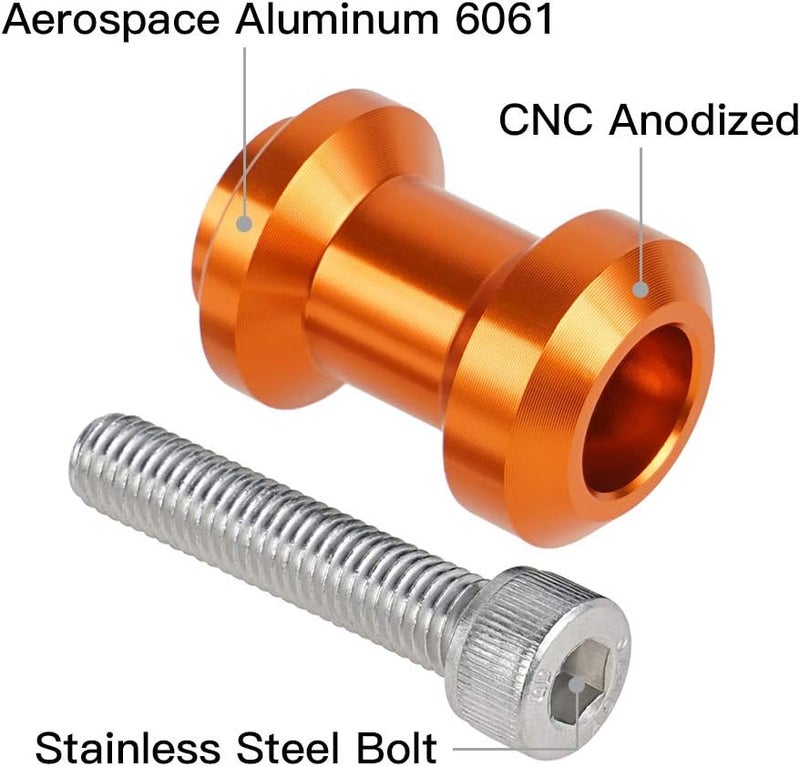 NICECNC Orange M10 XP1.5 SwingArm Spool Bolts Slider Compatible with KTM 690 SMC R/Enduro R 2019-2023,790 890 Duke/Adventure R 2018-2023,250/390 Duke 2018-2021 - Image 2