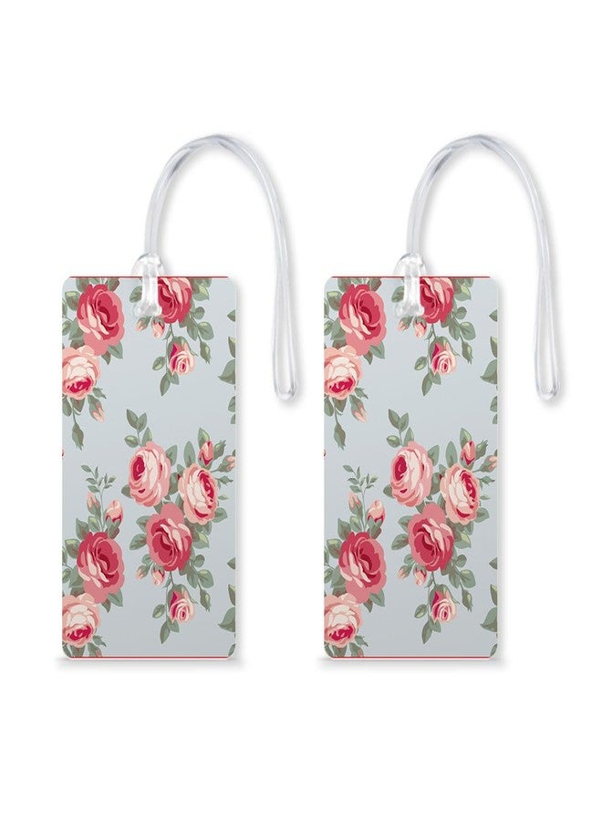100yellow®Floral Printed Luggage Tag, Travel Luggage Suitcase Baggage Id Identifier Name Address Label with Silicon Strap ( Pack of 2 ) - Image 1