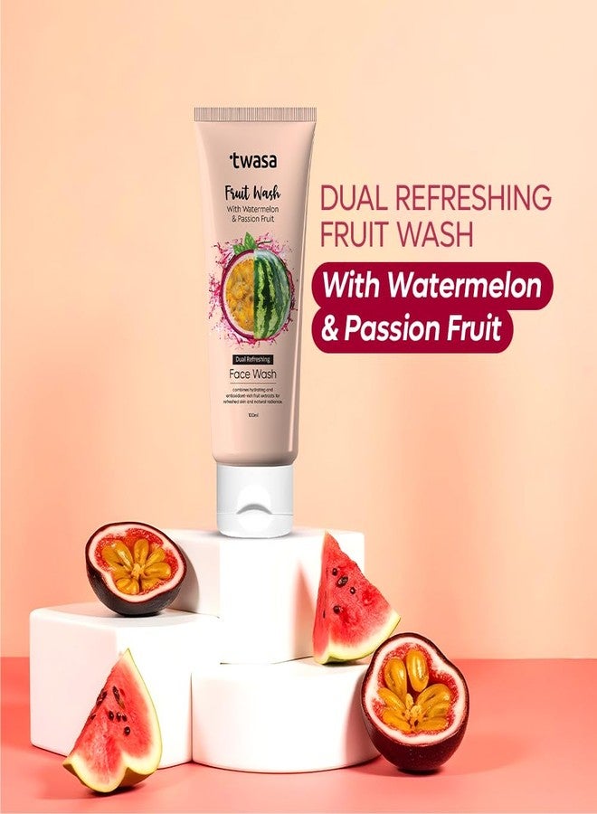 Twasa Watermelon & Passion Fruit Face Wash For Skin Barrier Repair, Hydrating & Brightening with Ceramide & Peptides | Anti-Ageing Face Wash For Glowing Skin | For Men & Women - 100 ml - Image 2