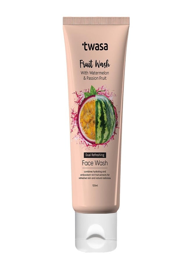 Twasa Watermelon & Passion Fruit Face Wash For Skin Barrier Repair, Hydrating & Brightening with Ceramide & Peptides | Anti-Ageing Face Wash For Glowing Skin | For Men & Women - 100 ml - Image 1