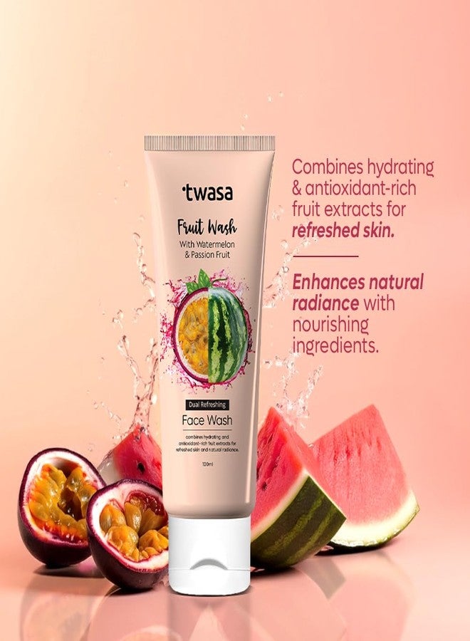 Twasa Watermelon & Passion Fruit Face Wash For Skin Barrier Repair, Hydrating & Brightening with Ceramide & Peptides | Anti-Ageing Face Wash For Glowing Skin | For Men & Women - 100 ml - Image 3