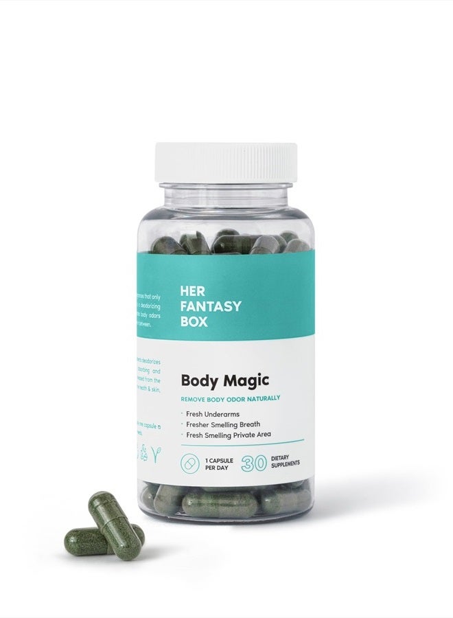 Her Fantasy Box Body Magic Chlorophyll Capsules - 30 Vegan Capsules - for Detox, Digestion, Gut Health, Skin, Oily Skin & More - Image 1