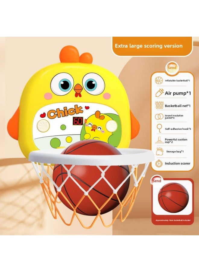 Basketball Frame Shooting Rack Indoor Ball Children's Toy Small Ball Infant Special 1-2 Year Old Parent-Child Interactive Household-Color:Extra Large Scores (can Score + Free Basketball + Pump + Hook + Battery)  - Image 1