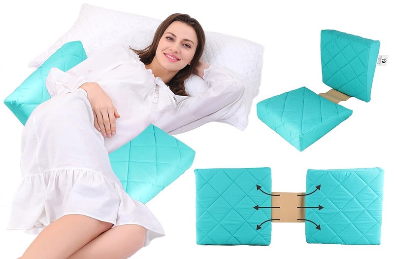 Get It Double Wedge Pregnancy Pillow with Quilted Cover Green - Image 1