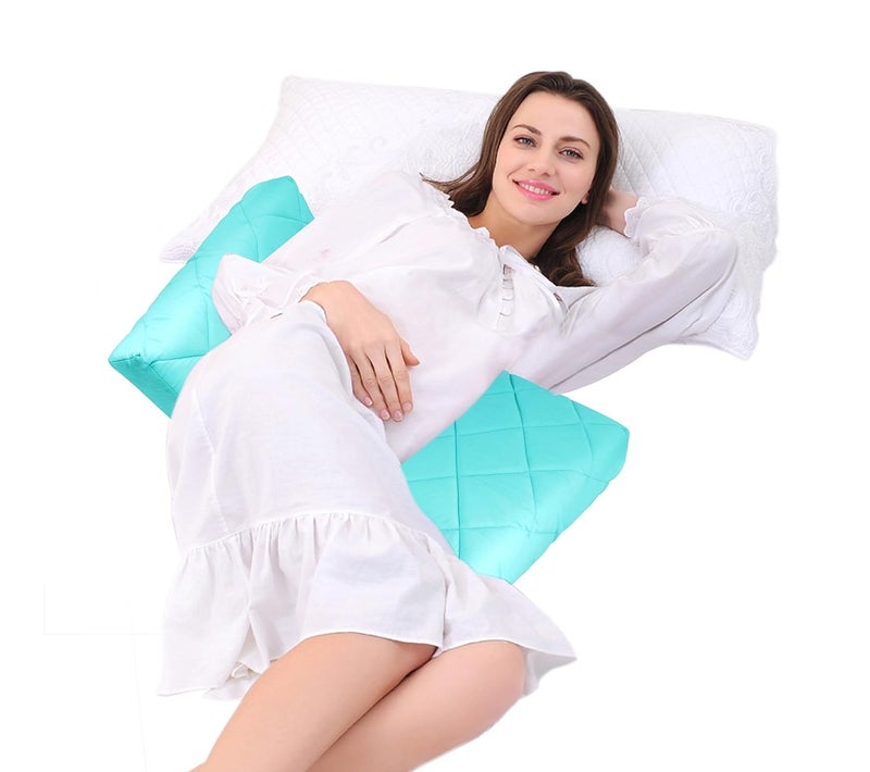 Get It Double Wedge Pregnancy Pillow with Quilted Cover Green - Image 5