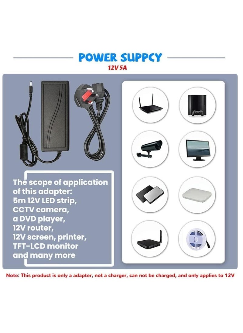 Lucky Sky - 1PC  12V 6A Power Supply Adapter AC/DC Switching Power UK Plug for 3D Printer LED Driver CCTV Security System Computer Monitor and More. (12V 6A) - Image 1