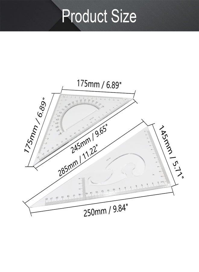 اتول مارت مجموعة مسطرة مثلثة من يوتول مارت، مسطرة بلاستيكية بزاوية قائمة، 50 سم / 19.7 بوصة، منقلة، أداة قياس للرسم والرسم وتعلم الرياضيات والهندسة - Image 2