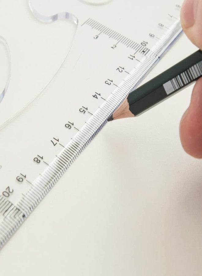 اتول مارت مجموعة مسطرة مثلثة من يوتول مارت، مسطرة بلاستيكية بزاوية قائمة، 50 سم / 19.7 بوصة، منقلة، أداة قياس للرسم والرسم وتعلم الرياضيات والهندسة - Image 5