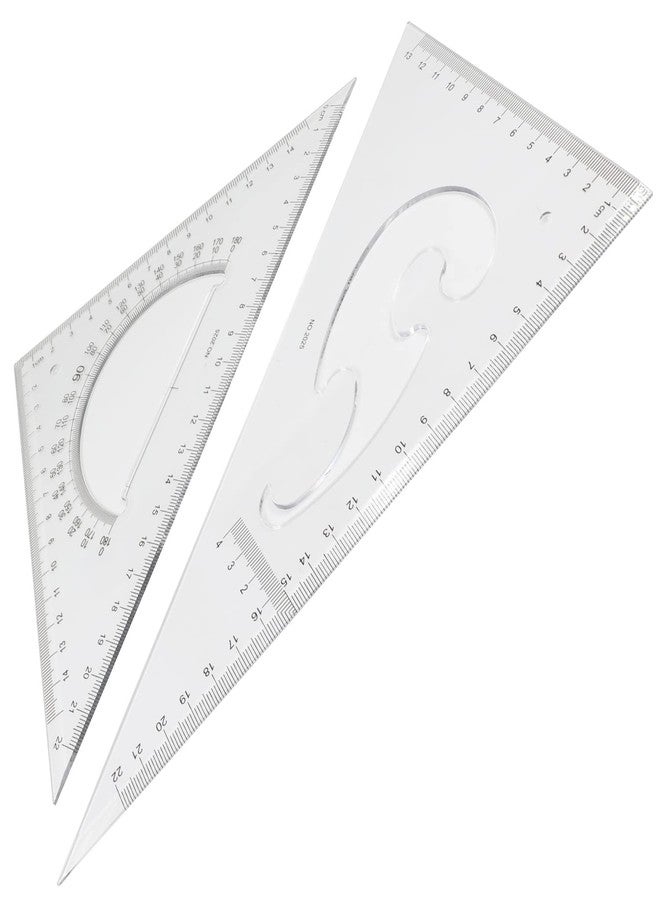 اتول مارت مجموعة مسطرة مثلثة من يوتول مارت، مسطرة بلاستيكية بزاوية قائمة، 50 سم / 19.7 بوصة، منقلة، أداة قياس للرسم والرسم وتعلم الرياضيات والهندسة - Image 1