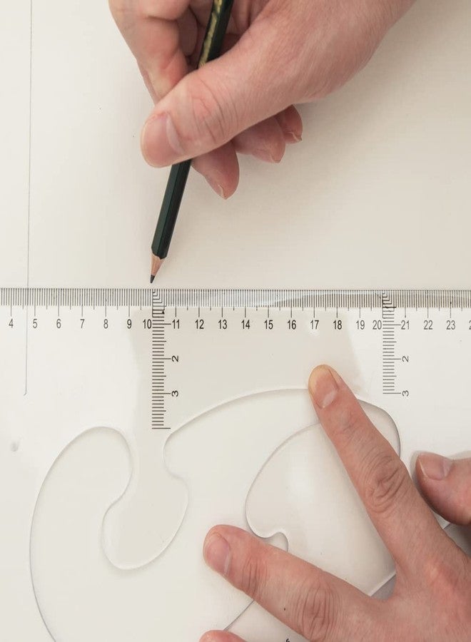 اتول مارت مجموعة مسطرة مثلثة من يوتول مارت، مسطرة بلاستيكية بزاوية قائمة، 50 سم / 19.7 بوصة، منقلة، أداة قياس للرسم والرسم وتعلم الرياضيات والهندسة - Image 4