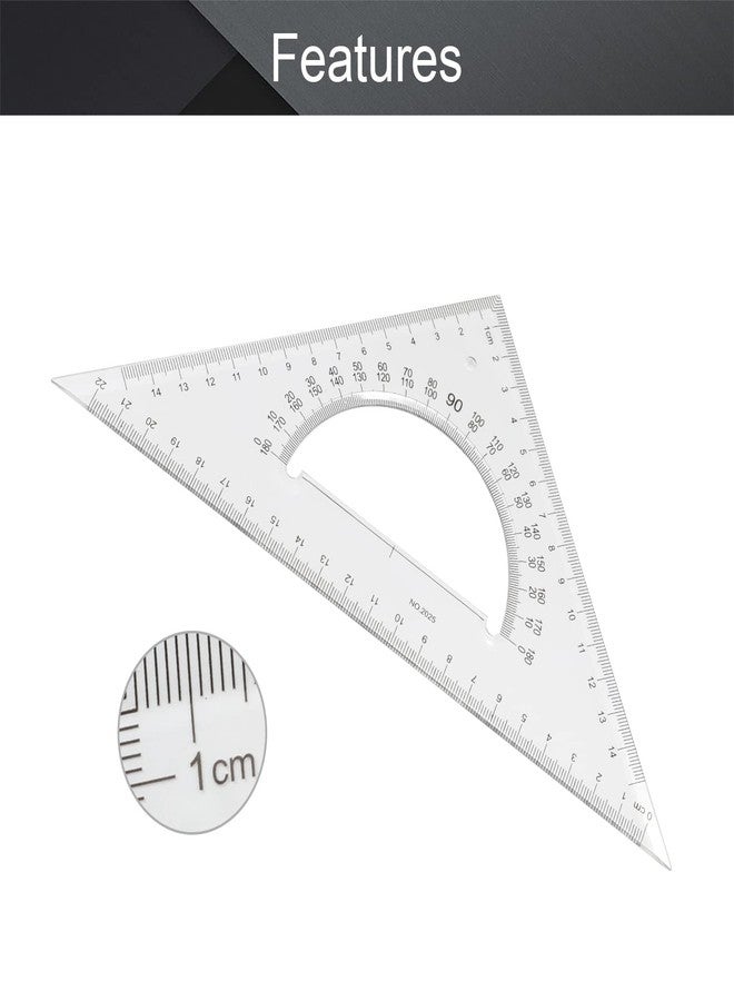 اتول مارت مجموعة مسطرة مثلثة من يوتول مارت، مسطرة بلاستيكية بزاوية قائمة، 50 سم / 19.7 بوصة، منقلة، أداة قياس للرسم والرسم وتعلم الرياضيات والهندسة - Image 3
