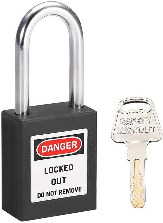 Lockout Tagout Safety Padlock Black 2 Pack Steel Shackle Keyed Alike - Image 1