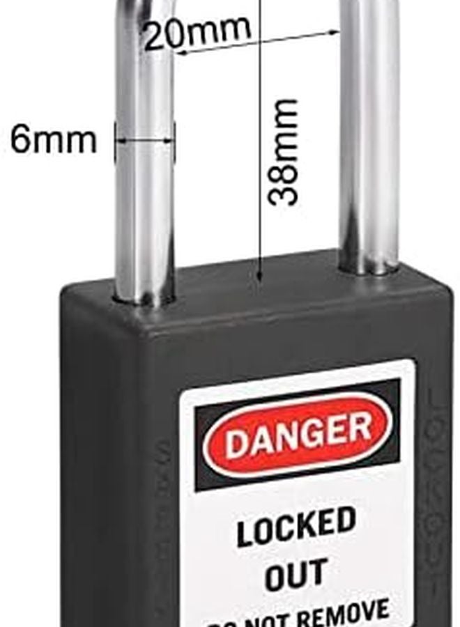 Lockout Tagout Safety Padlock Black 2 Pack Steel Shackle Keyed Alike - Image 5