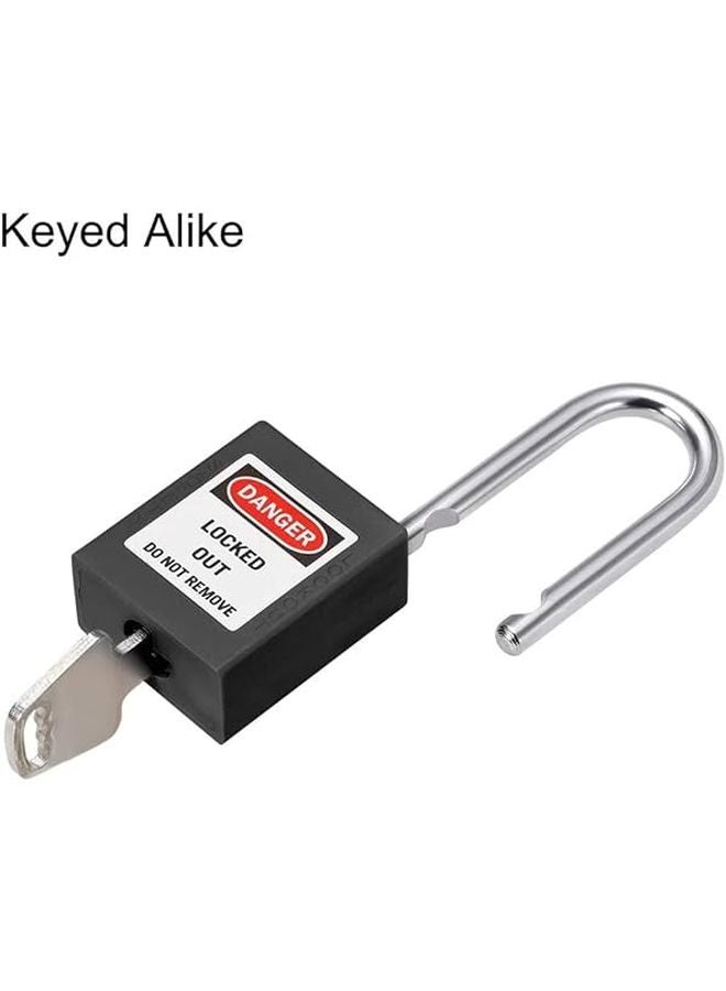 Lockout Tagout Safety Padlock Black 2 Pack Steel Shackle Keyed Alike - Image 3