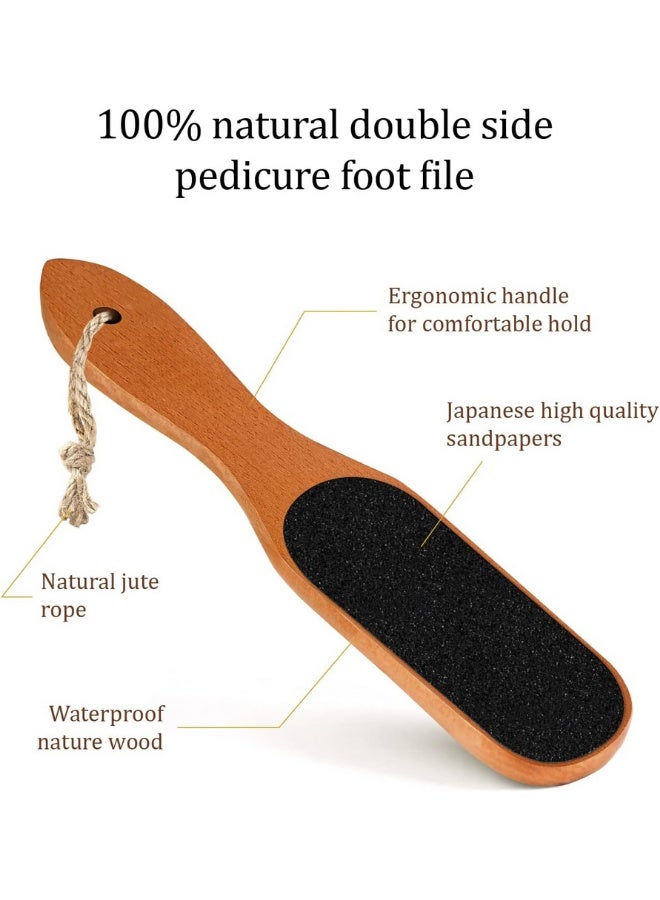 Professional Wooden Stone Foot File (2 Pack): Double-Sided Callus and Dead Skin Remover (Coarse & Fine Grit) - Heel Scraper and Scrubber for Dry, Cracked Skin & Corns - Natural Pedicure Tool with Ergonomic Handle for Men & Women, Ideal for Shower Use and Foot Care Prep. - Image 3