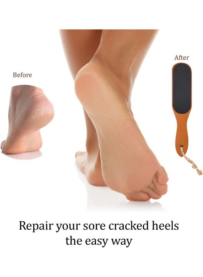 Professional Wooden Stone Foot File (2 Pack): Double-Sided Callus and Dead Skin Remover (Coarse & Fine Grit) - Heel Scraper and Scrubber for Dry, Cracked Skin & Corns - Natural Pedicure Tool with Ergonomic Handle for Men & Women, Ideal for Shower Use and Foot Care Prep. - Image 5