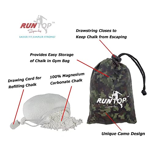 RUNTOP 2.4OZ Refillable Magnesium Carbonate Powder Gym Chalk Ball Bag Sock for Weightlifting Cross Fitness Training Gymnastics Rock Climbing Deadlifting Workout Bouldering Billiards Pole Dancing - Image 2