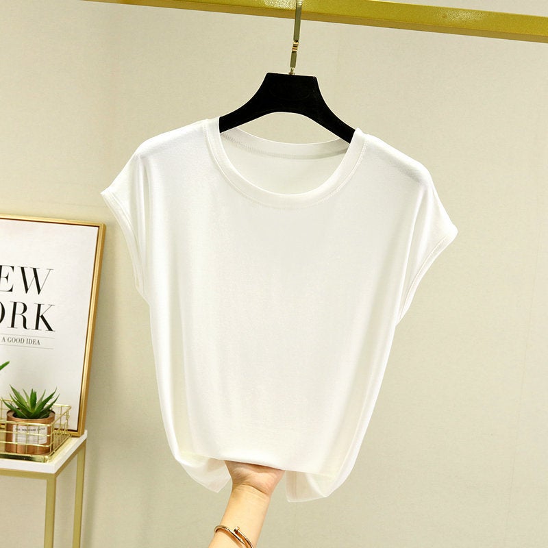 Summer 2023 Modal Short-Sleeved T-Shirt Inner Wear Plus Size Half-Sleeved T-Shirt Top Thin Western Style Slimming Bottoming Shirt - Image 1