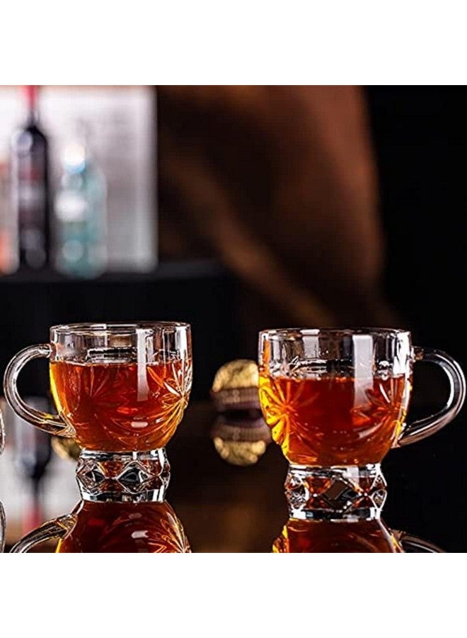 VILON VILON Italian Premium Glass Tea Cup Set | Coffee Mugs with Handle Transparent Drinking Cup for Milk, Cappuccino, Hot Chocolate & Cold Beverages | 150ml| Set of 6 (Star Teacup 150ML 6) - Image 2