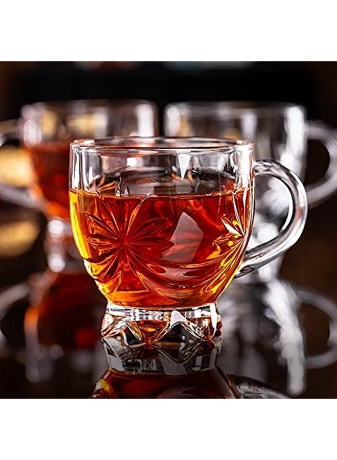 VILON VILON Italian Premium Glass Tea Cup Set | Coffee Mugs with Handle Transparent Drinking Cup for Milk, Cappuccino, Hot Chocolate & Cold Beverages | 150ml| Set of 6 (Star Teacup 150ML 6) - Image 1