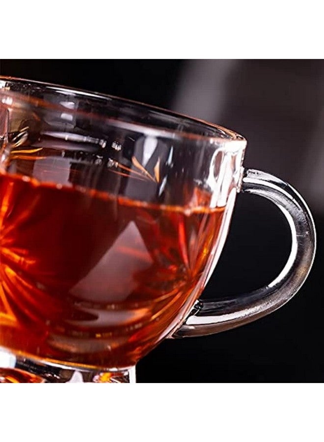 VILON VILON Italian Premium Glass Tea Cup Set | Coffee Mugs with Handle Transparent Drinking Cup for Milk, Cappuccino, Hot Chocolate & Cold Beverages | 150ml| Set of 6 (Star Teacup 150ML 6) - Image 4