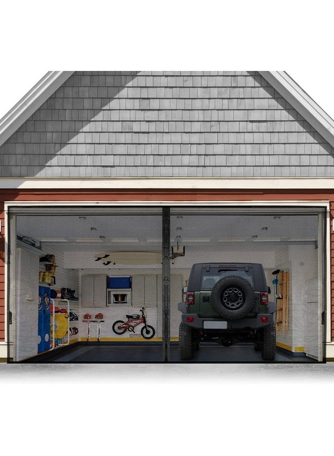 FEGO Garage Door Screen For 2 Car 16x7FT, Magnetic Screen Garage with Retractable Fiberglass Mesh and Heavy Duty Weighted Bottom, Easy Assembly & Pass, Hands Free Screen Door w/ 36 Magnets for Garage/Patio - Image 1