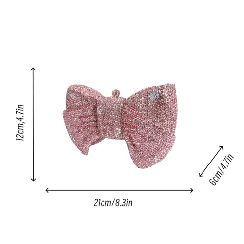 Tngan Women Luxury Bowknot Shaped Evening Clutch Sparkling Rhinestones Handbag for Banquet Wedding Party, Pink 2 - Image 4