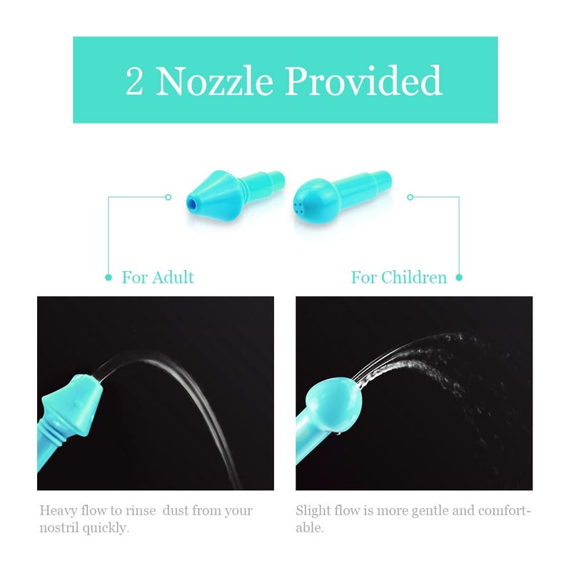 waterpulse وعاء ووتر بالز لتنظيف الجيوب الأنفية، زجاجة غسل الأنف، زجاجة تنظيف الجيوب الأنفية، ري ضغط وعاء نتّي مع ملصق ترمومتر للبالغين والأطفال خالية من BPA (أخضر) - Image 4