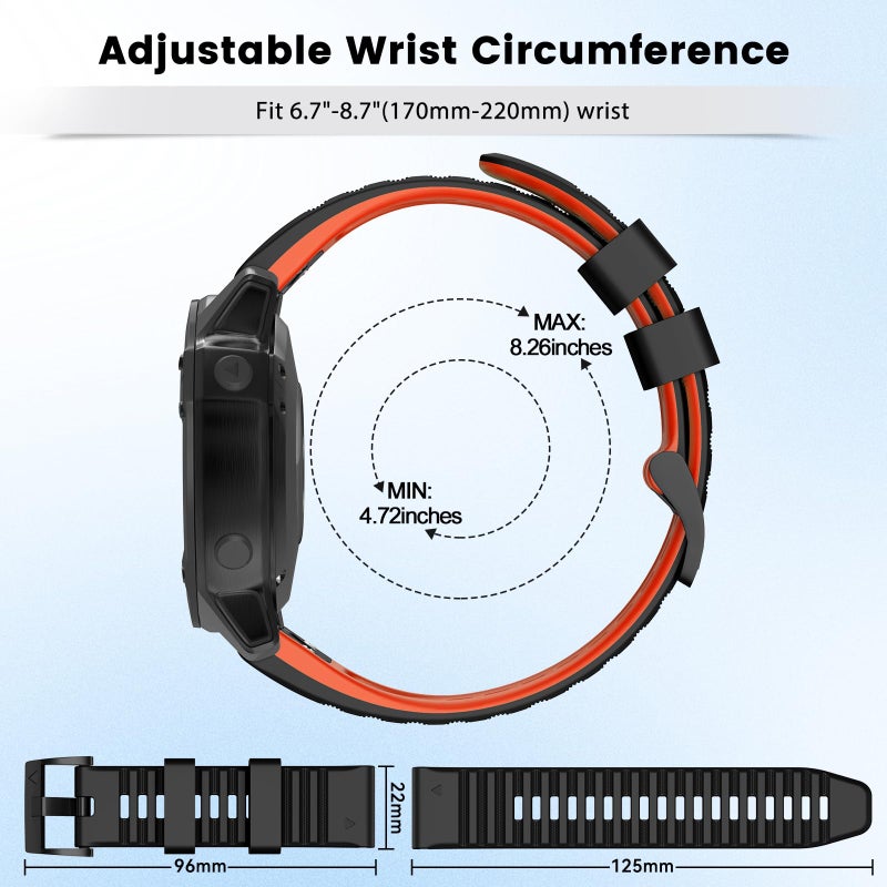 OVERSTEP Compatible with Garmin Fenix 7 Band, 22mm Wide Soft Replacement Strap for FeniX 5, Fenix 5 Plus, Fenix 6, Fenix 6 Pro, Fenix 7 Pro Smart Watch - Image 5
