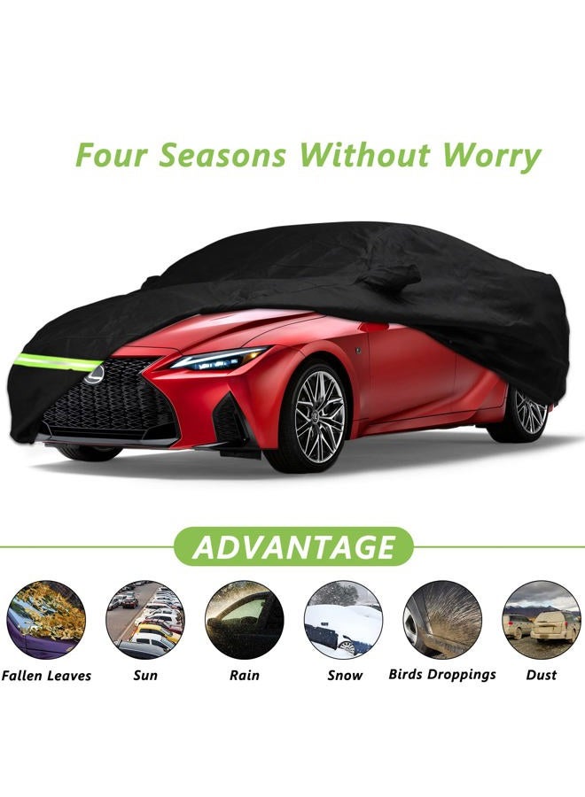 Yixin Waterproof Car Cover for 2005-2024 Lexus is IS200 IS200t IS250 IS250C IS300 IS350 IS350C ISF Sport Car Cover Custom Fit 100% Waterproof Windproof Strap & Single Door Zipper Up to 188'' L（Black） - Image 3