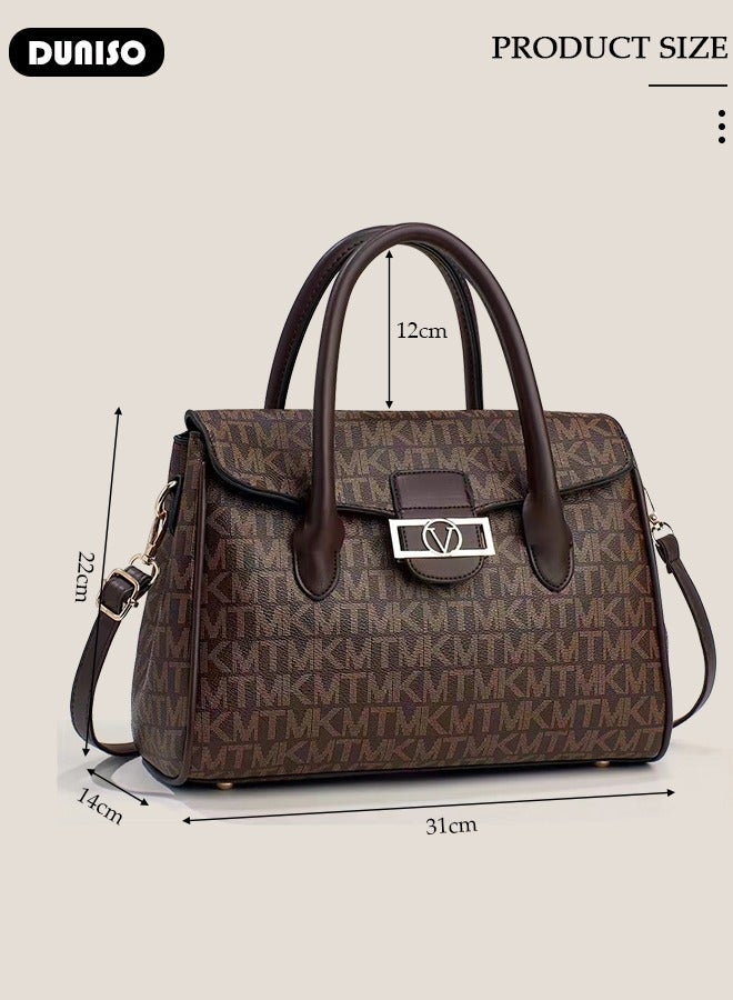 DUNISO Women's Fashion Handbag Faux Leather Crossbody Bag For Women Large Capacity Tote Bags Top Handle Satchel Fashionable Travel Shoulder Bag For Ladies - Image 3