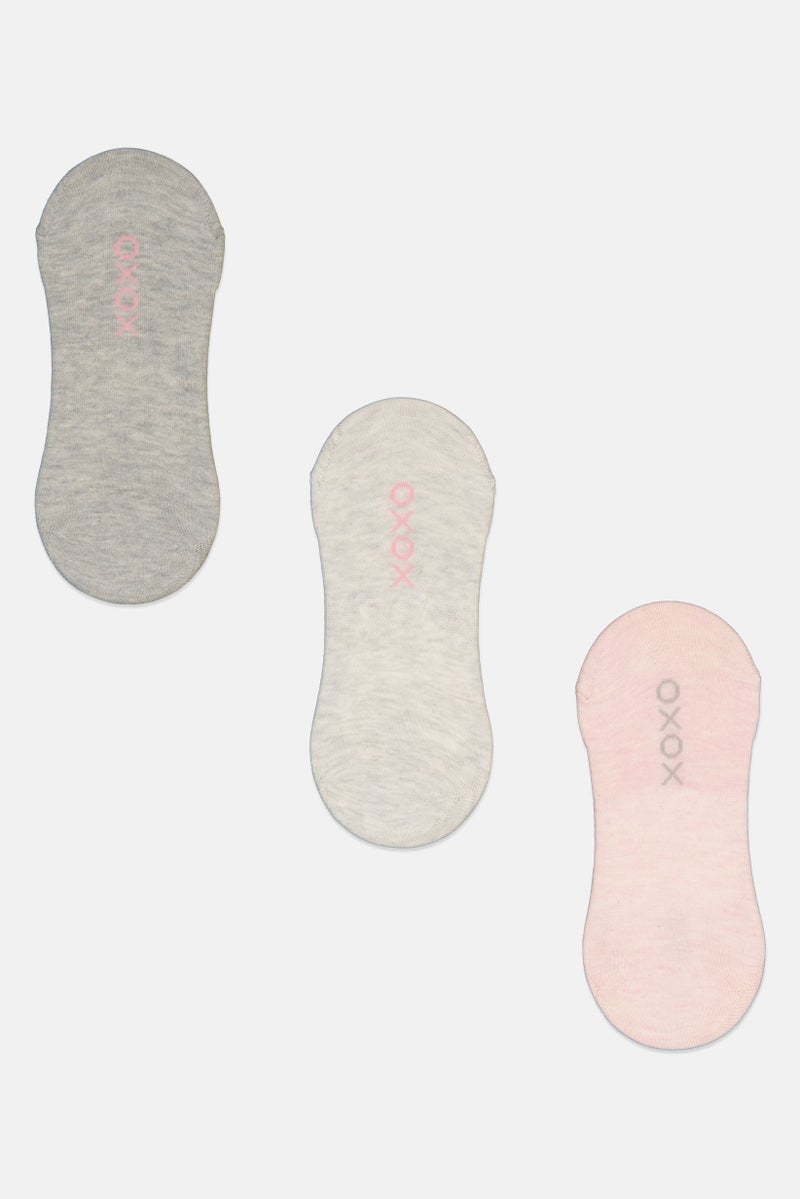 Women 3 Pairs Brand Logo Socks, Multicolor