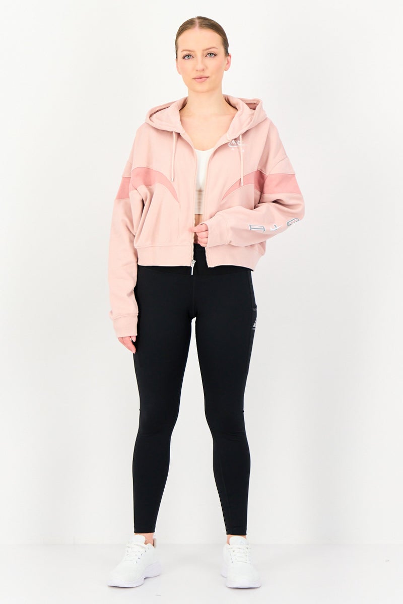 Nike Women Sportswear Fit Long Sleeve Outdoor Hooded Jacket, Peach - Image 4