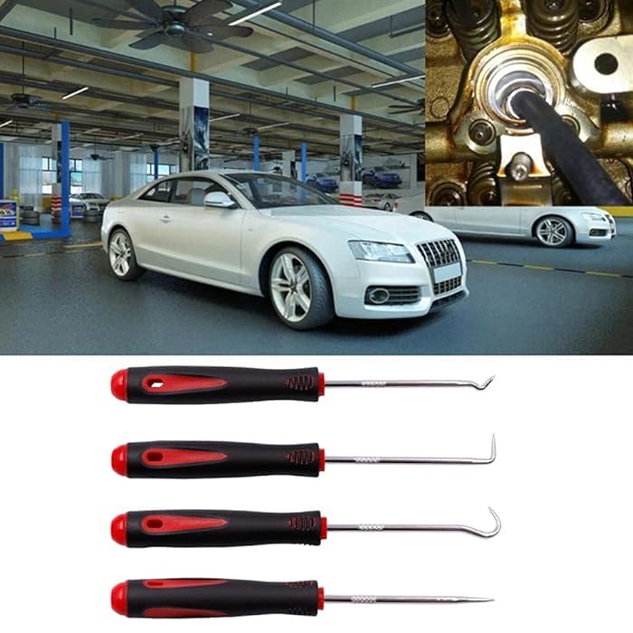 4Pcs Pick and Hook Set O Rings Removal Hook Car Spring Suction Rings Hook Hose Removal Puller Oil Sealing Screwdriver Kit Auto Tire Groove Hook  - Image 4