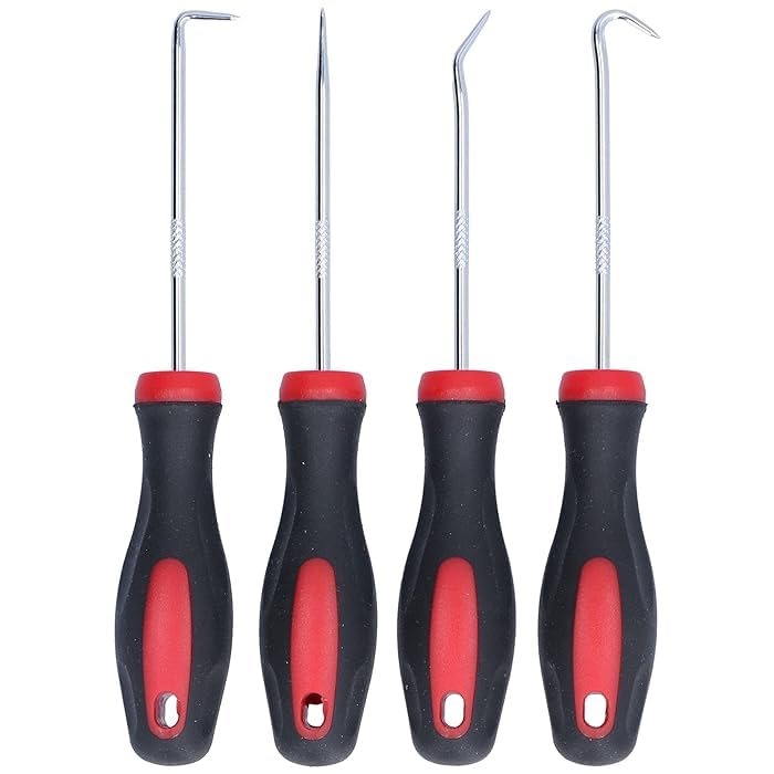 4Pcs Pick and Hook Set O Rings Removal Hook Car Spring Suction Rings Hook Hose Removal Puller Oil Sealing Screwdriver Kit Auto Tire Groove Hook  - Image 1