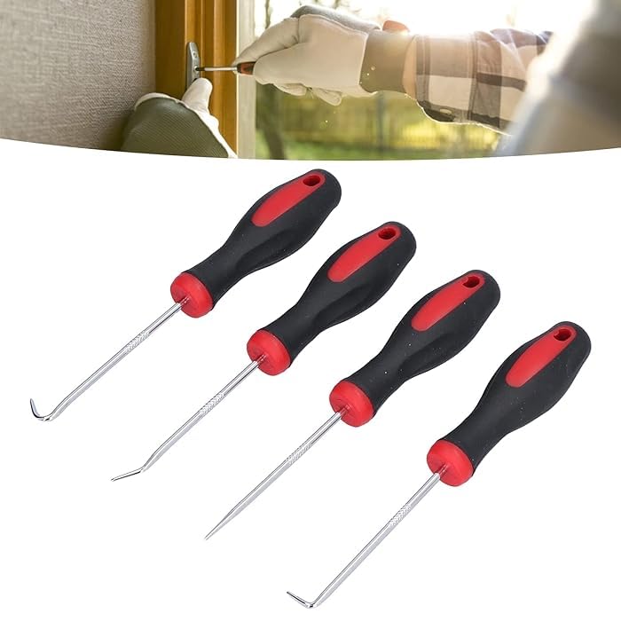 4Pcs Pick and Hook Set O Rings Removal Hook Car Spring Suction Rings Hook Hose Removal Puller Oil Sealing Screwdriver Kit Auto Tire Groove Hook  - Image 2
