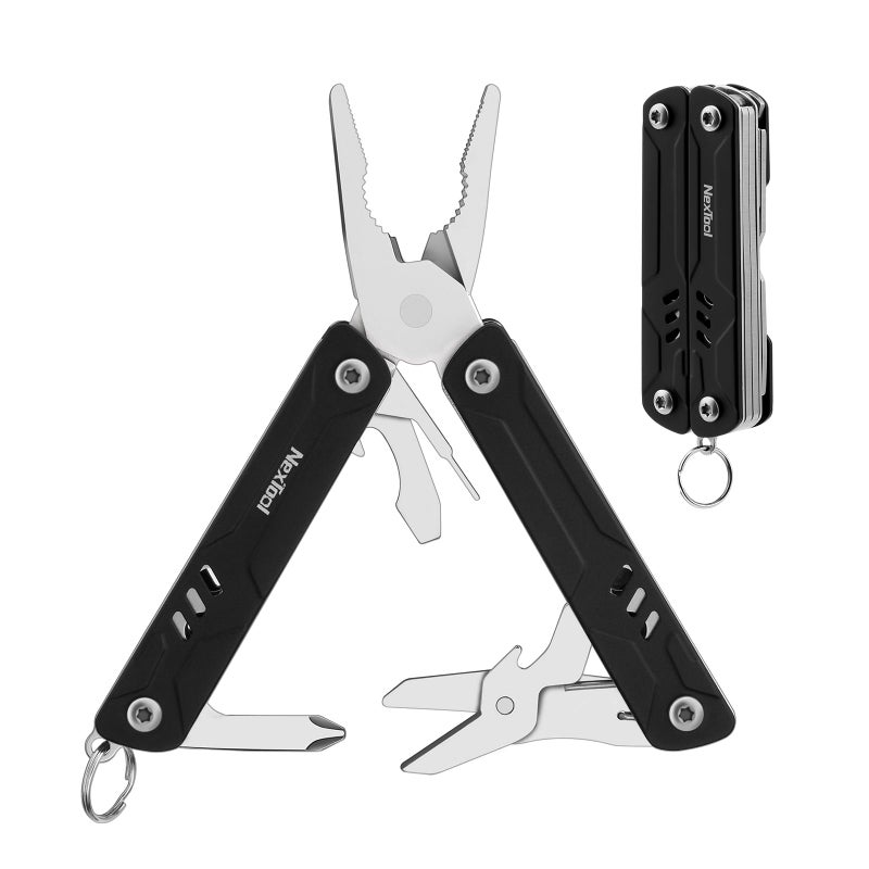 NexTool Mini Multitool 9 in 1 Keychain Multitool with Needle Nose Pliers Scissors SIM Extractor and Screwdrivers for Travel EDC TSA Approved