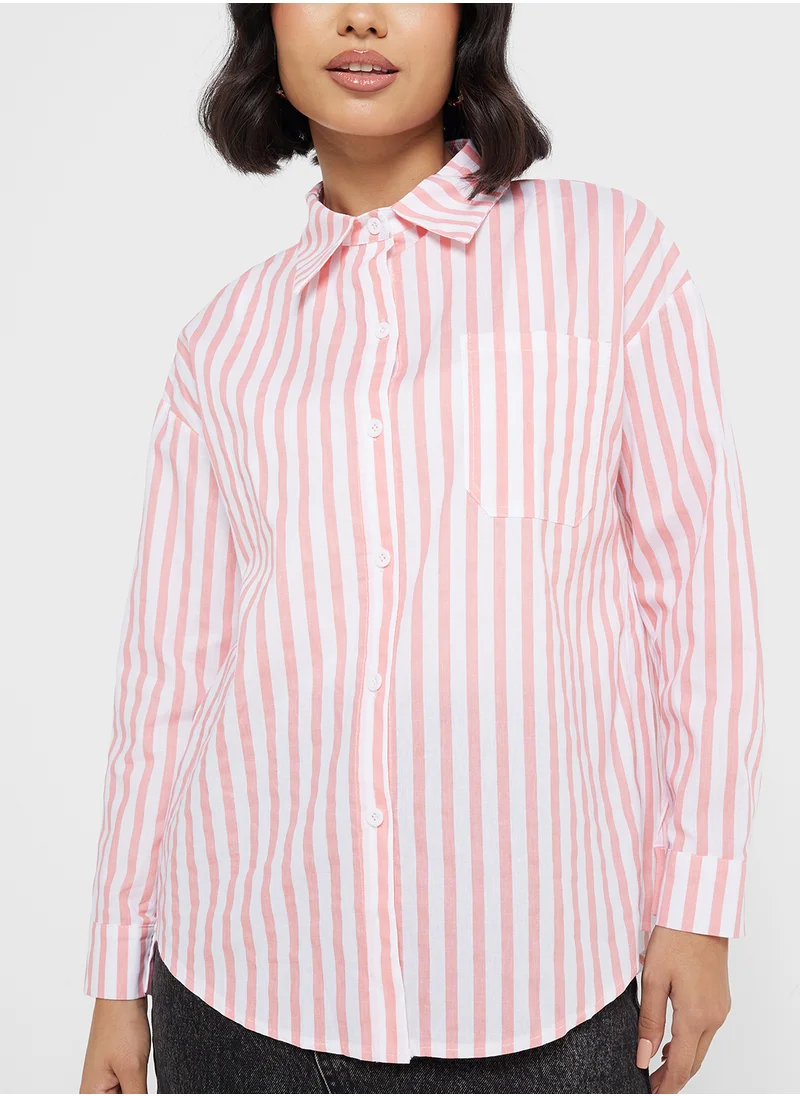 Ginger Oversize Fit Stripe Button Up Shirt
