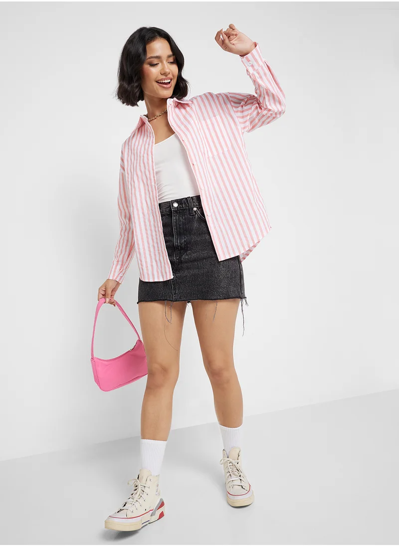 Ginger Oversize Fit Stripe Button Up Shirt