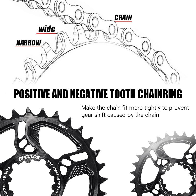 BUCKLOS Bicycle Chainring 32T 34T 36T 38T Chainwheel Offset 6mm Narrow Wide Chainring MTB Sprockets for XX1 X9 XO X01 NX XX GX Direct Mount Crankset - Image 3