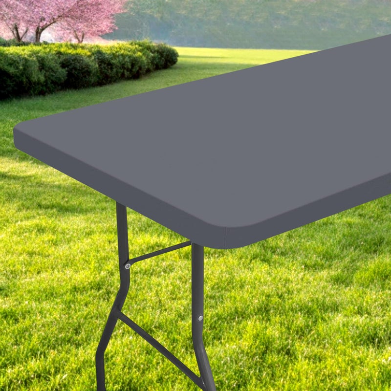 Spotjoy Rectangle Picnic Table Cloth  Waterproof Elastic Fitted Tablecloths  Washable Polyester Table Cover for Camping  Indoor and Outdoor (Grey  30""x72"") - Image 1