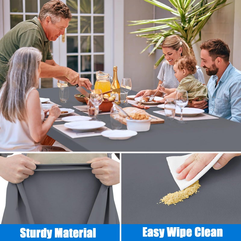 Spotjoy Rectangle Picnic Table Cloth  Waterproof Elastic Fitted Tablecloths  Washable Polyester Table Cover for Camping  Indoor and Outdoor (Grey  30""x72"") - Image 4